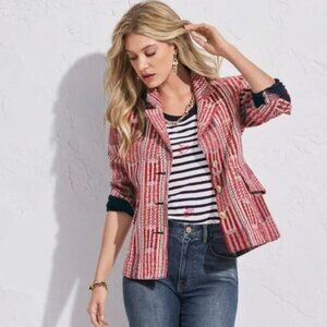 Cabi 6028 Red Patchwork Blazer Jacket Size Medium